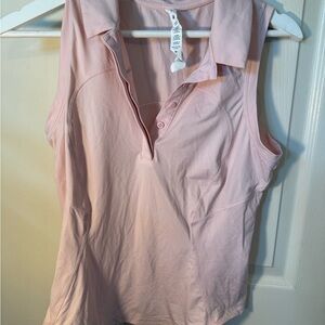 Lululemon Athletica Pink Sleeveless Polo Tank